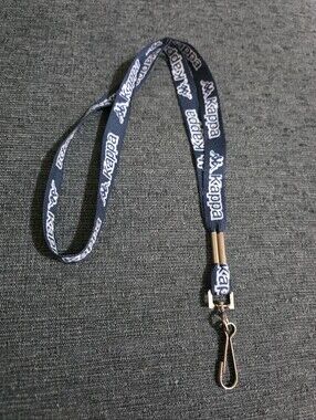 Kappa Navy and White Logo Lanyard with Metal Clip